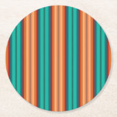 南西オレンジレッドターコイズレインボーストライプズ ラウンドペーパーコースター (正面)