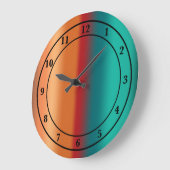 南西オレンジレッドターコイズレインボーストライプズ ラージ壁時計 (傾斜)