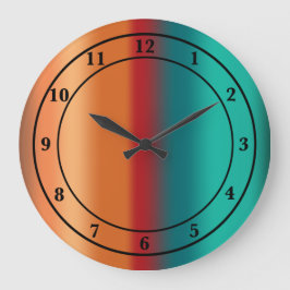 南西オレンジレッドターコイズレインボーストライプズ ラージ壁時計