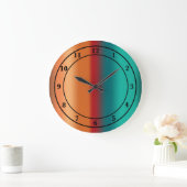 南西オレンジレッドターコイズレインボーストライプズ ラージ壁時計 (ホーム)