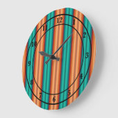 南西オレンジレッドターコイズレインボーストライプズ ラージ壁時計 (傾斜)