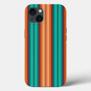 南西オレンジレッドターコイズレインボーストライプズ iPhone 13ケース