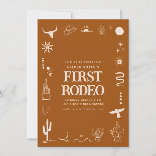 南西カウボーイファーストロデオバースデーパーティーの招待 招待状 (正面)