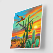 南西カラフル壁時計 スクエア壁時計 (傾斜)