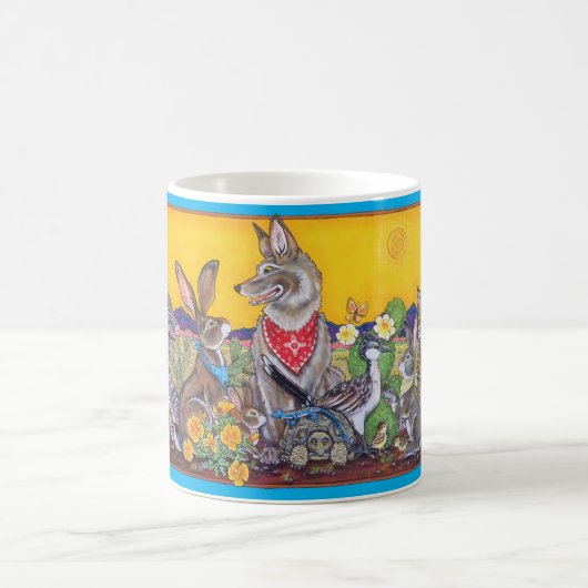 南西カラフル獣お洒落コヨーテ砂漠 コーヒーマグカップ (中央)