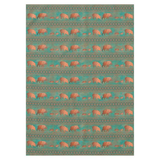 南西カワイジャベリーナファミリー銅ティール(緑がかった色)媒体 テーブルクロス (正面)