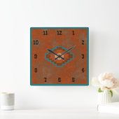 南西キャニオンズジオメトリックウェスタンスタイル スクエア壁時計 (ホーム)