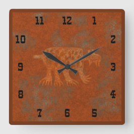 南西キャニオンズボブキャットペトログリフウェスタンスタイル スクエア壁時計