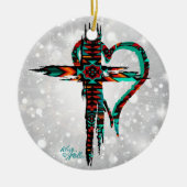 南西クロスとハートクリスマスオーナメント セラミックオーナメント (正面)
