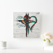 南西クロス正方形ウォールクロック スクエア壁時計 (ホーム)