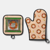 南西グリーン風化窓とチリリース 鍋つかみ&鍋敷きセット (正面)