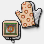 南西グリーン風化窓とチリリース 鍋つかみ&鍋敷きセット (正面/裏面)