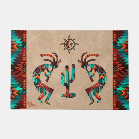 南西ココペリとサボテン様式 ドアマット (正面)