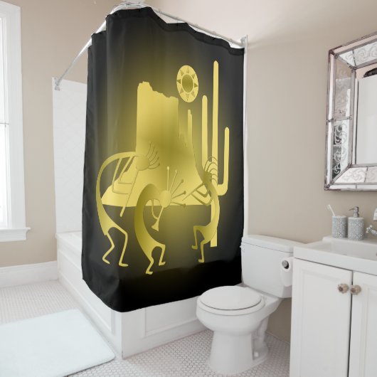 南西ココペリインブラック&金ゴールド シャワーカーテン (インサイチュ)