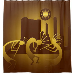 南西ココペリブロンズと金ゴールド シャワーカーテン