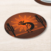 南西ココペリ砂漠サンセットブラウン ラウンドペーパーコースター (アングル)