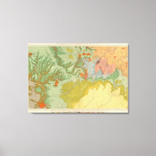 南西コロラド州とニューメキシコ州の一部 キャンバスプリント (正面)