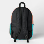 南西コーラルとターコイズ ストライプの プリントバックパック (裏面)