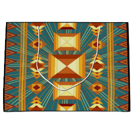 南西ゴールデンサンレイズインディアン毛布デザイン ラージペーパーバッグ