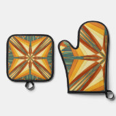 南西ゴールデンサンレイズインディアン毛布デザイン 鍋つかみ&鍋敷きセット (正面)