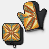 南西ゴールデンサンレイズインディアン毛布デザイン 鍋つかみ&鍋敷きセット (正面/裏面)