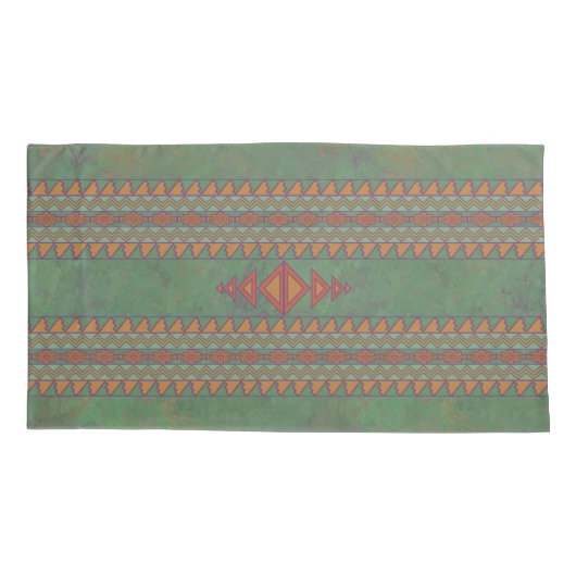 南西サギーブラシ緑の幾何学的デザイン枕 枕カバー (裏面-左)