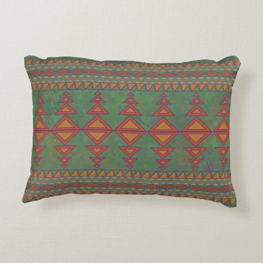 南西サギーブラシ緑の幾何学的デザイン アクセントクッション (裏面)