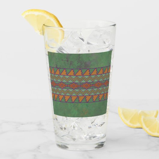 南西サギーブラシ緑の幾何学的デザイン タンブラーグラス (アイス正面)