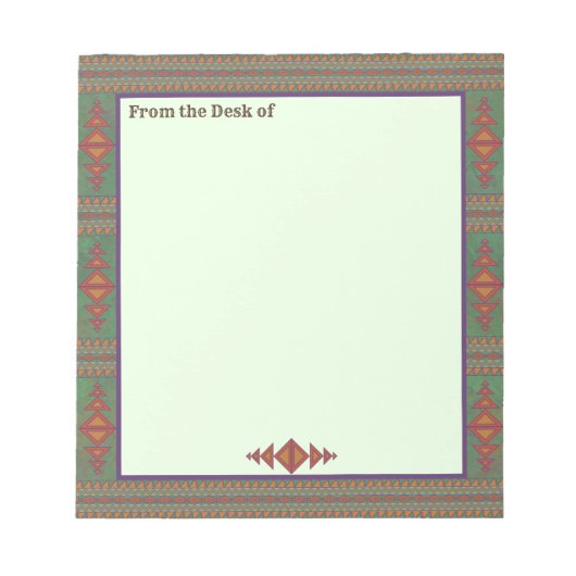 南西サギーブラシ緑の幾何学的デザイン ノートパッド (正面)