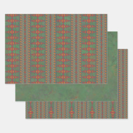 南西サギーブラシ緑の幾何学的デザイン ラッピングペーパーシート