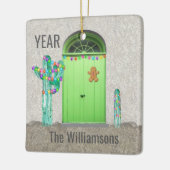 南西サボテンのクリスマスライトグリーンドア セラミックオーナメント (左)