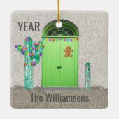 南西サボテンのクリスマスライトグリーンドア セラミックオーナメント (裏面)