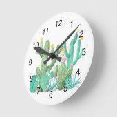 南西サボテンのサボテンの水彩画のかわいらしいSucculent ラウンド壁時計 (傾斜)