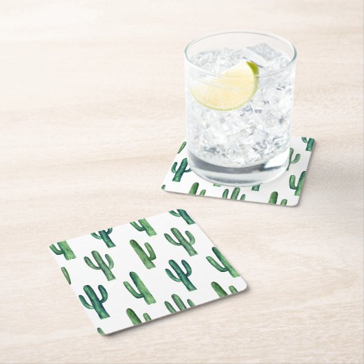 南西サボテン | デザートフィエスタパーティーデコール スクエアペーパーコースター (インサイチュ)