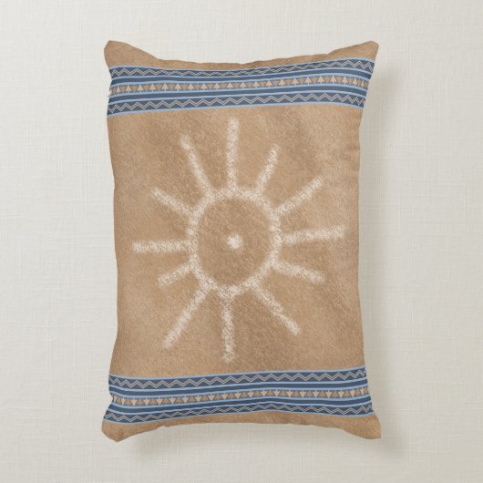 南西サンペトログリフブルージオメトリック縁ど アクセントクッション (正面(垂直))