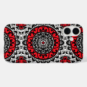 南西サンマンダラろうけつ染め、赤、黒、白 Case-Mate iPhoneケース (裏面 (横))
