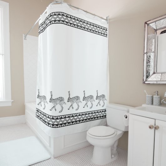 南西ジャックラビットと幾何学山脈 シャワーカーテン (インサイチュ)