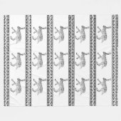 南西ジャックラビットブラックとホワイトジオメトリック フリースブランケット (正面(横))