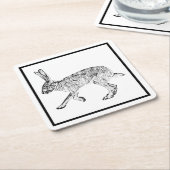 南西ジャックラビットブラックとホワイト スクエアペーパーコースター (アングル)