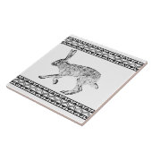 南西ジャックラビットブラック&ホワイトジオメトリックプリント タイル (側面)