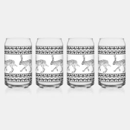 南西ジャックラビットブラック&ホワイトジオメトリック ガラス缶