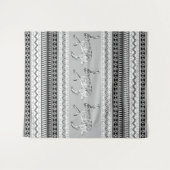 南西ジャックラビット白黒グレイ幾何学模様 タペストリー (正面(横))