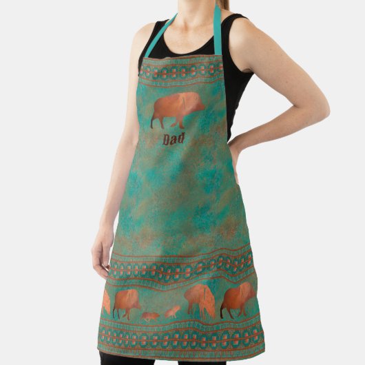 南西ジャベリーナパパパーソナライズされた銅ティール（緑がかった色） エプロン (インサイチュ)