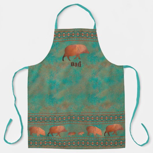南西ジャベリーナパパパーソナライズされた銅ティール(緑がかった色) エプロン (正面)