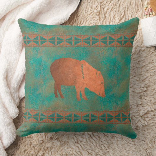 南西ジャベリーナママカパーティール(緑がかった色)パターン20in クッション (ブランケット)