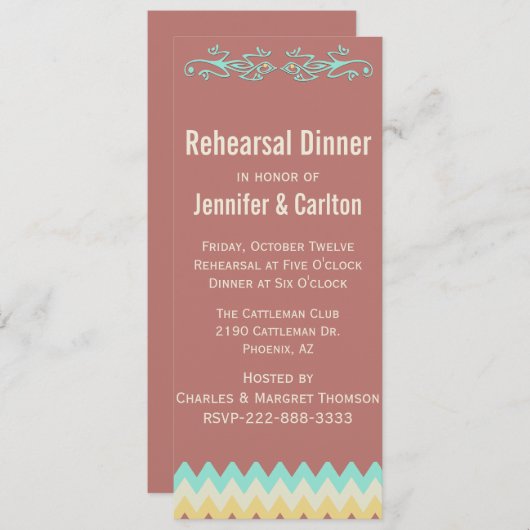 南西スキニー結婚のリハーサルディナー 招待状 (正面/裏面)
