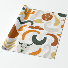 南西スタイルサボテン牛スカルカウボーイハット ラッピングペーパー