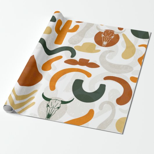 南西スタイルサボテン牛スカルカウボーイハット ラッピングペーパー (アンロールド)