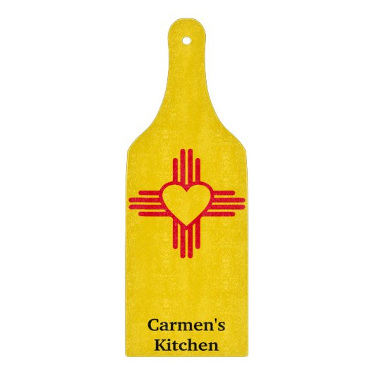 南西スタイルツィアハートニューメキシコ金ゴールド&レッド カッティングボード (正面)