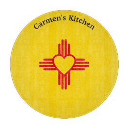 南西スタイルツィアハートニューメキシコ金ゴールド&レッド カッティングボード